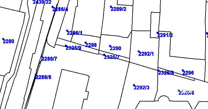 Parcela st. 2325/7 v KÚ Mnichovo Hradiště, Katastrální mapa
