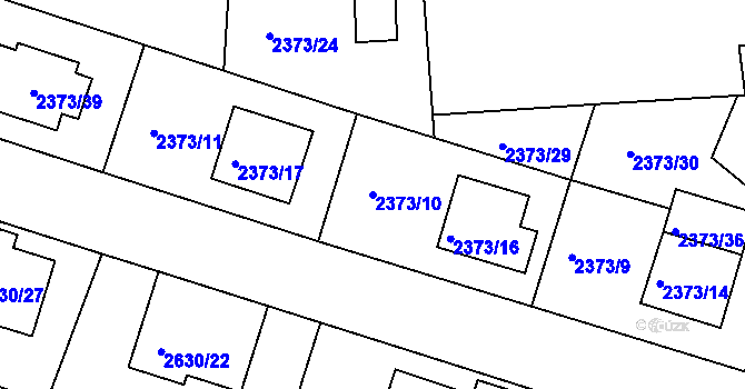 Parcela st. 2373/10 v KÚ Mnichovo Hradiště, Katastrální mapa