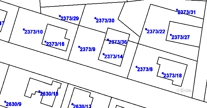 Parcela st. 2373/14 v KÚ Mnichovo Hradiště, Katastrální mapa