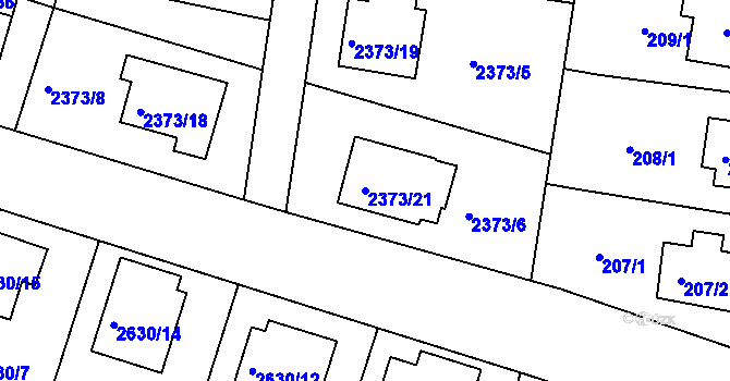 Parcela st. 2373/21 v KÚ Mnichovo Hradiště, Katastrální mapa