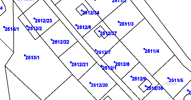 Parcela st. 2512/7 v KÚ Mnichovo Hradiště, Katastrální mapa