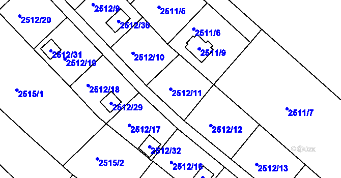 Parcela st. 2512/11 v KÚ Mnichovo Hradiště, Katastrální mapa