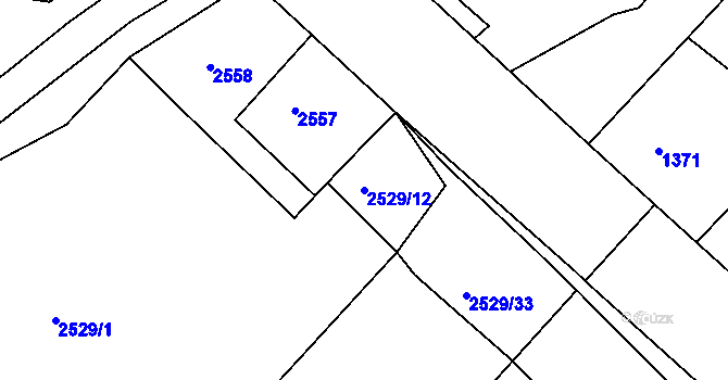 Parcela st. 2529/12 v KÚ Mnichovo Hradiště, Katastrální mapa