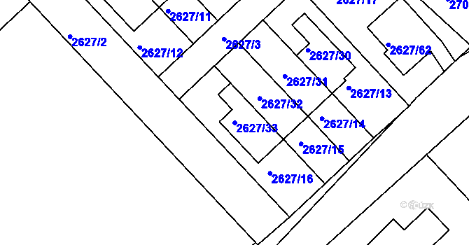Parcela st. 2627/33 v KÚ Mnichovo Hradiště, Katastrální mapa