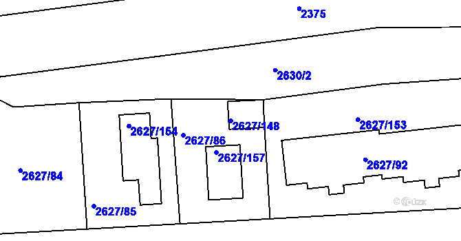 Parcela st. 2627/148 v KÚ Mnichovo Hradiště, Katastrální mapa