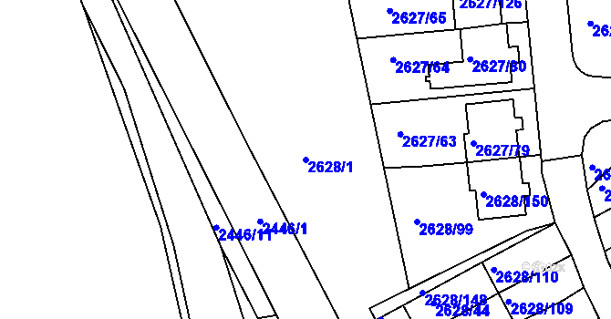 Parcela st. 2628/1 v KÚ Mnichovo Hradiště, Katastrální mapa