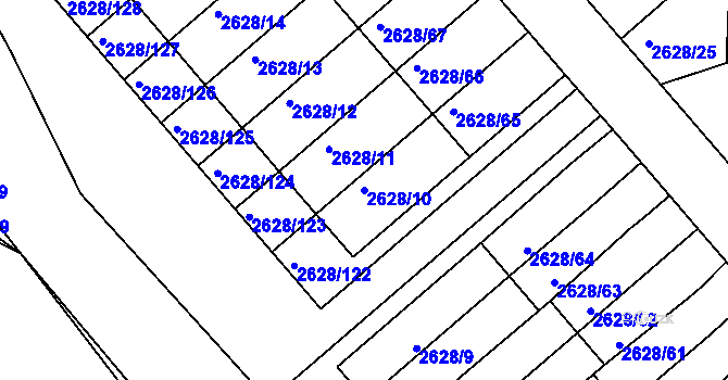 Parcela st. 2628/10 v KÚ Mnichovo Hradiště, Katastrální mapa