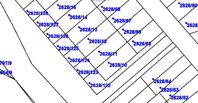 Parcela st. 2628/11 v KÚ Mnichovo Hradiště, Katastrální mapa