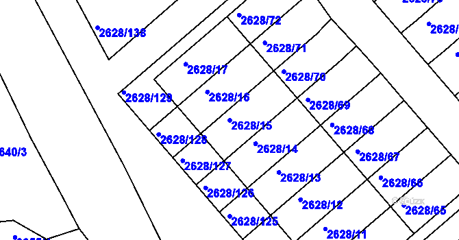 Parcela st. 2628/15 v KÚ Mnichovo Hradiště, Katastrální mapa