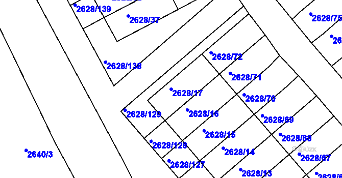 Parcela st. 2628/17 v KÚ Mnichovo Hradiště, Katastrální mapa