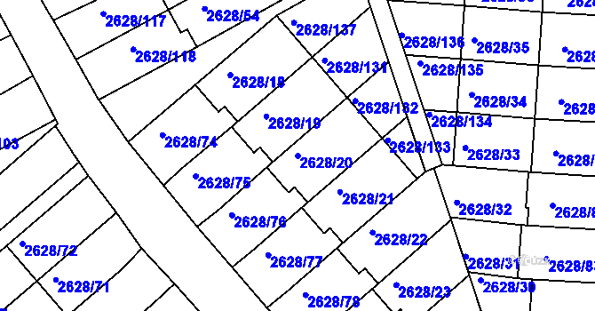 Parcela st. 2628/20 v KÚ Mnichovo Hradiště, Katastrální mapa