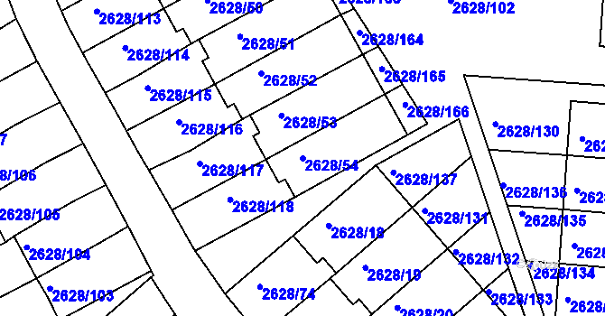 Parcela st. 2628/54 v KÚ Mnichovo Hradiště, Katastrální mapa