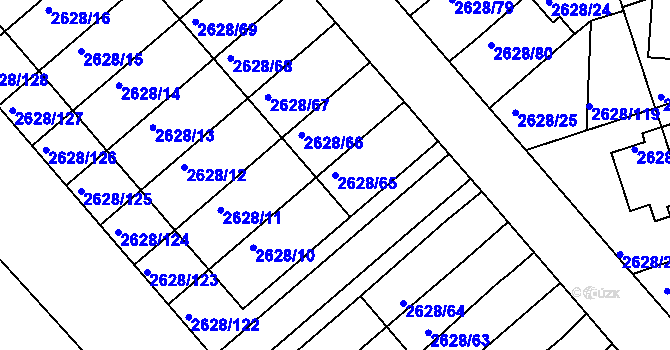 Parcela st. 2628/65 v KÚ Mnichovo Hradiště, Katastrální mapa
