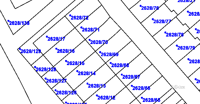 Parcela st. 2628/69 v KÚ Mnichovo Hradiště, Katastrální mapa