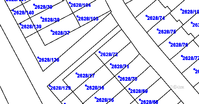 Parcela st. 2628/72 v KÚ Mnichovo Hradiště, Katastrální mapa