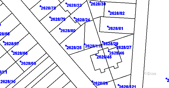 Parcela st. 2628/119 v KÚ Mnichovo Hradiště, Katastrální mapa