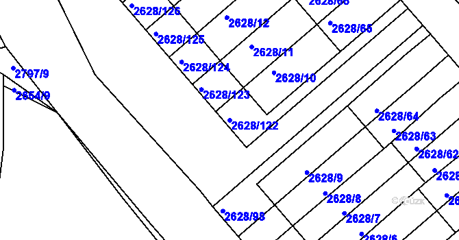 Parcela st. 2628/122 v KÚ Mnichovo Hradiště, Katastrální mapa