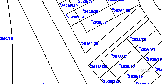 Parcela st. 2628/138 v KÚ Mnichovo Hradiště, Katastrální mapa