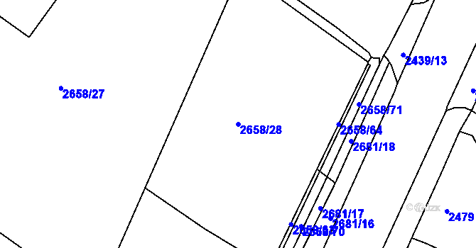 Parcela st. 2658/28 v KÚ Mnichovo Hradiště, Katastrální mapa