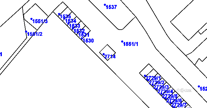 Parcela st. 2714 v KÚ Mnichovo Hradiště, Katastrální mapa