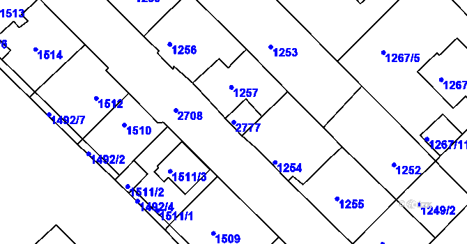 Parcela st. 2777 v KÚ Mnichovo Hradiště, Katastrální mapa