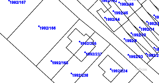 Parcela st. 1992/236 v KÚ Mnichovo Hradiště, Katastrální mapa