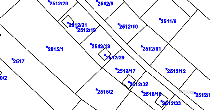 Parcela st. 2512/29 v KÚ Mnichovo Hradiště, Katastrální mapa