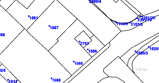 Parcela st. 2793 v KÚ Mnichovo Hradiště, Katastrální mapa