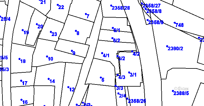 Parcela st. 4/1 v KÚ Mnichovo Hradiště, Katastrální mapa