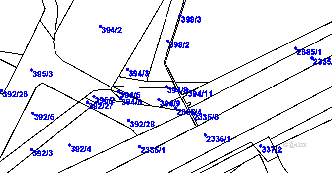 Parcela st. 394/8 v KÚ Mnichovo Hradiště, Katastrální mapa