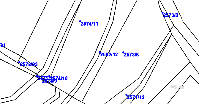 Parcela st. 2692/12 v KÚ Mnichovo Hradiště, Katastrální mapa