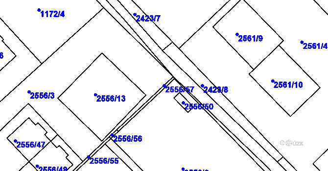 Parcela st. 2556/57 v KÚ Mnichovo Hradiště, Katastrální mapa