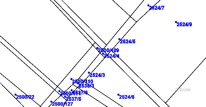 Parcela st. 2524/4 v KÚ Mnichovo Hradiště, Katastrální mapa