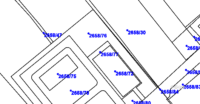 Parcela st. 2658/77 v KÚ Mnichovo Hradiště, Katastrální mapa