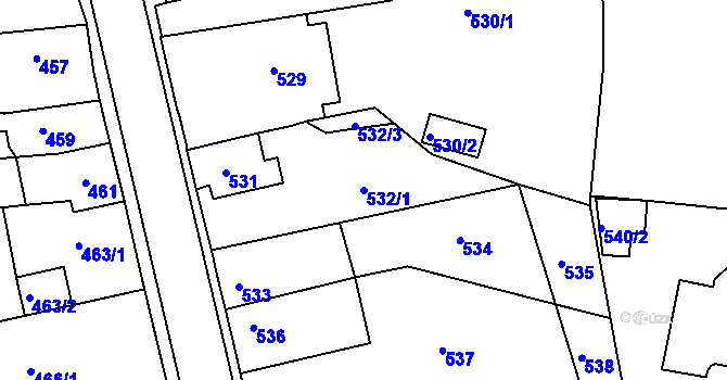 Parcela st. 532/1 v KÚ Mnichovo Hradiště, Katastrální mapa
