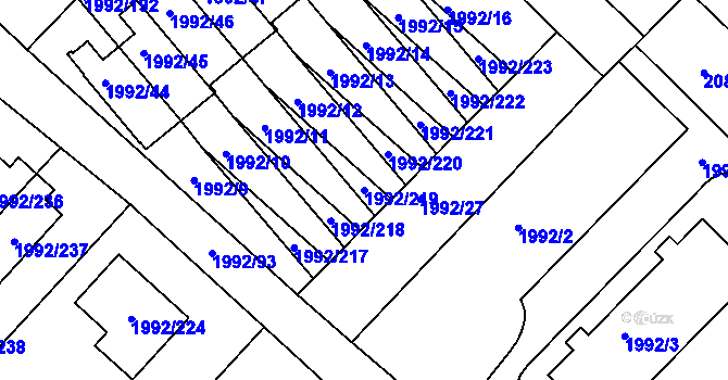 Parcela st. 1992/219 v KÚ Mnichovo Hradiště, Katastrální mapa