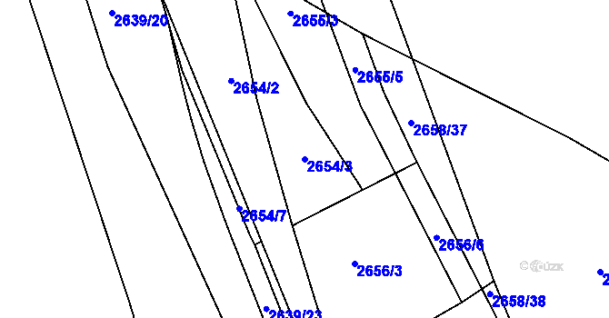 Parcela st. 2654/3 v KÚ Mnichovo Hradiště, Katastrální mapa