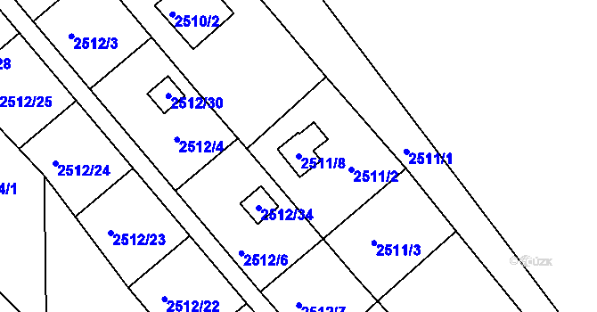 Parcela st. 2511/8 v KÚ Mnichovo Hradiště, Katastrální mapa
