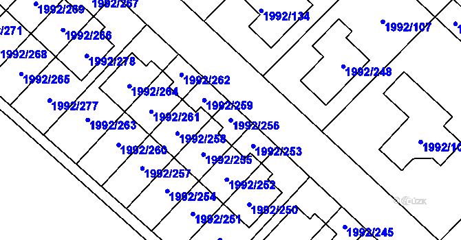 Parcela st. 1992/256 v KÚ Mnichovo Hradiště, Katastrální mapa