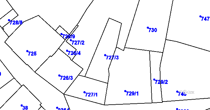 Parcela st. 727/3 v KÚ Mnichovo Hradiště, Katastrální mapa