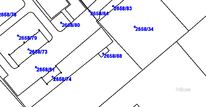 Parcela st. 2658/88 v KÚ Mnichovo Hradiště, Katastrální mapa
