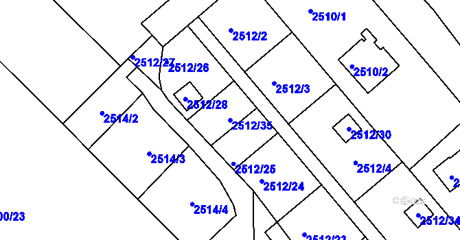 Parcela st. 2512/35 v KÚ Mnichovo Hradiště, Katastrální mapa