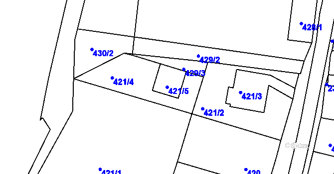 Parcela st. 421/5 v KÚ Mnichovo Hradiště, Katastrální mapa