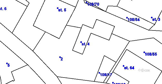 Parcela st. 4 v KÚ Mníšek, Katastrální mapa
