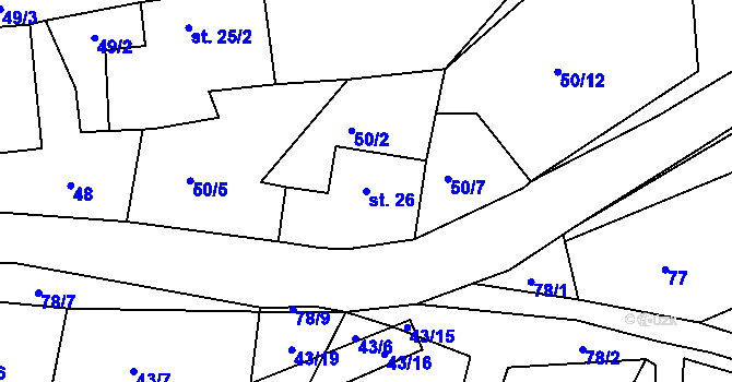 Parcela st. 26 v KÚ Mníšek, Katastrální mapa