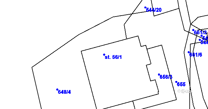Parcela st. 56/1 v KÚ Mníšek, Katastrální mapa