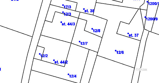 Parcela st. 12/7 v KÚ Mníšek, Katastrální mapa