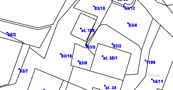 Parcela st. 83/5 v KÚ Mníšek, Katastrální mapa