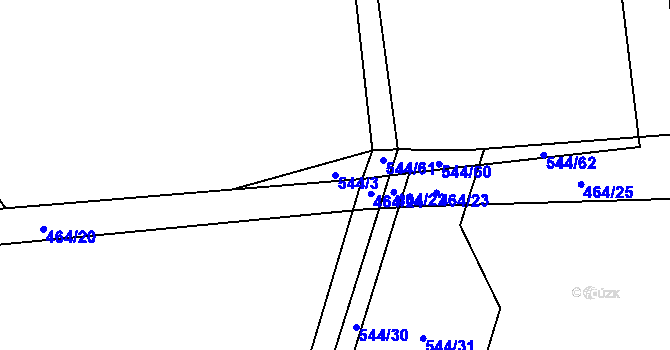 Parcela st. 544/3 v KÚ Mníšek, Katastrální mapa