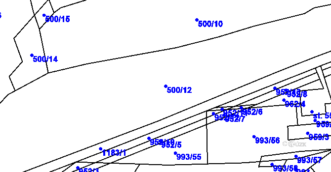Parcela st. 500/12 v KÚ Mníšek, Katastrální mapa